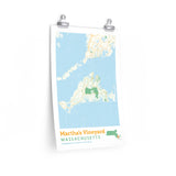 Martha's Vineyard Massachusetts City Street Map Poster-Allegiant Goods Co. Vintage Sports Apparel