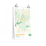 Des Moines Iowa City Street Map Poster-Allegiant Goods Co. Vintage Sports Apparel