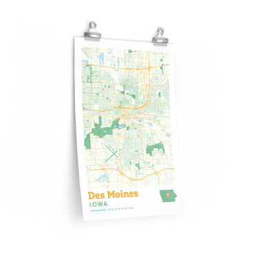 Des Moines Iowa City Street Map Poster-Allegiant Goods Co. Vintage Sports Apparel