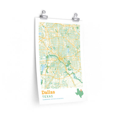 Dallas Texas City Street Map Poster-12″ × 18″-Allegiant Goods Co. Vintage Sports Apparel