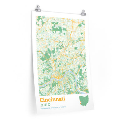 Cincinnati Ohio City Street Map Poster-20″ × 30″-Allegiant Goods Co. Vintage Sports Apparel
