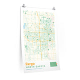 Fargo North Dakota City Street Map Poster-Allegiant Goods Co. Vintage Sports Apparel