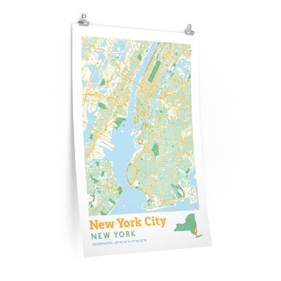 New York City Street Map Poster-24″ × 36″-Allegiant Goods Co. Vintage Sports Apparel