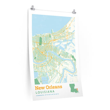 New Orleans Louisiana City Street Map Poster-Allegiant Goods Co. Vintage Sports Apparel