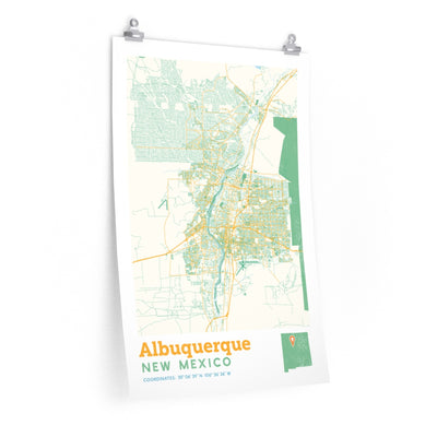 Albuquerque New Mexico City Street Map Poster-20″ × 30″-Allegiant Goods Co. Vintage Sports Apparel