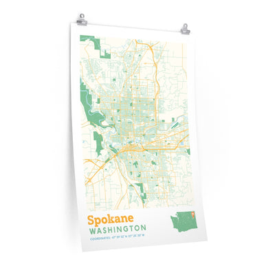 Spokane Washington City Street Map Poster-24″ × 36″-Allegiant Goods Co. Vintage Sports Apparel