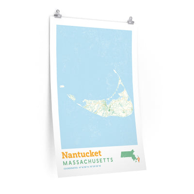 Nantucket Massachusetts City Street Map Poster-24″ × 36″-Allegiant Goods Co. Vintage Sports Apparel