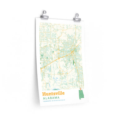 Huntsville Alabama City Street Map Poster-12″ × 18″-Allegiant Goods Co. Vintage Sports Apparel