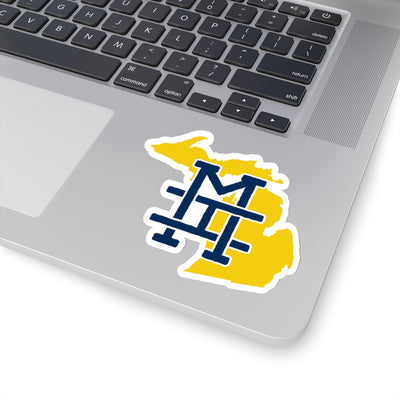 Michigan Home State Sticker (Navy Blue & Maize Yellow)-4x4"-Allegiant Goods Co. Vintage Sports Apparel