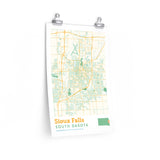 Sioux Falls South Dakota City Street Map Poster-Allegiant Goods Co. Vintage Sports Apparel