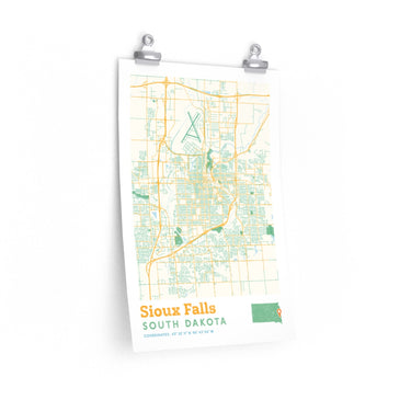 Sioux Falls South Dakota City Street Map Poster-Allegiant Goods Co. Vintage Sports Apparel
