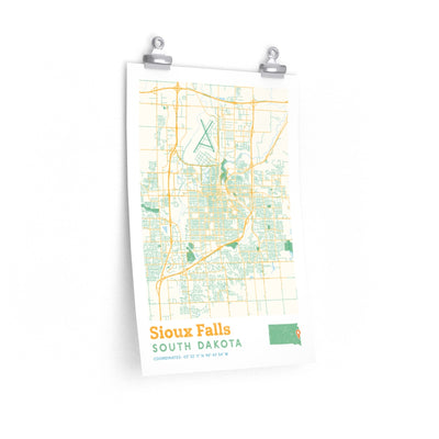Sioux Falls South Dakota City Street Map Poster-12″ × 18″-Allegiant Goods Co. Vintage Sports Apparel