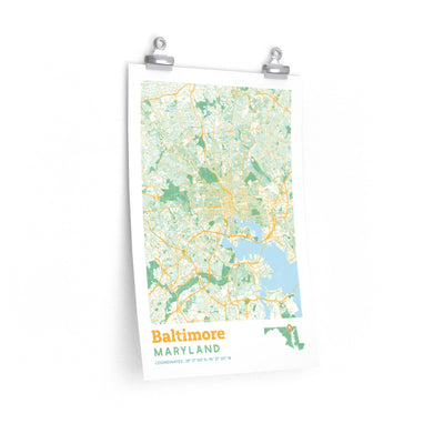 Baltimore Maryland City Street Map Poster-12″ × 18″-Allegiant Goods Co. Vintage Sports Apparel