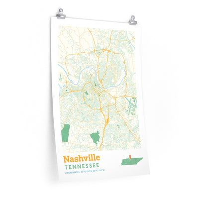 Nashville Tennessee City Street Map Poster-20″ × 30″-Allegiant Goods Co. Vintage Sports Apparel
