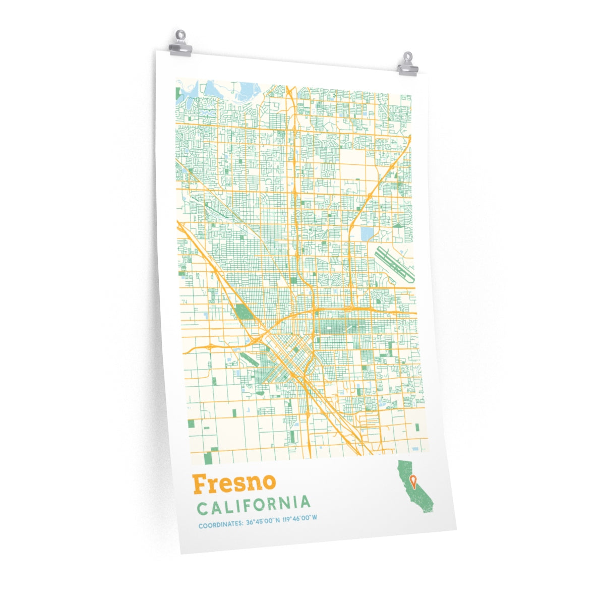 Fresno Map Fresno California City Street Map Poster – Allegiant Goods Co.