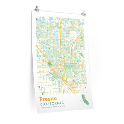 Fresno California City Street Map Poster-24″ × 36″-Allegiant Goods Co. Vintage Sports Apparel