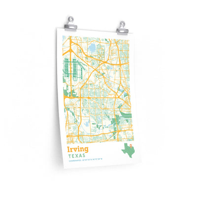 Irving Texas City Street Map Poster-12″ × 18″-Allegiant Goods Co. Vintage Sports Apparel