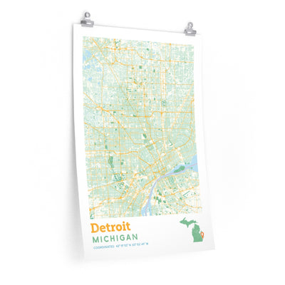 Detroit Michigan City Street Map Poster-20″ × 30″-Allegiant Goods Co. Vintage Sports Apparel