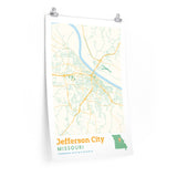 Jefferson City Missouri City Street Map Poster-Allegiant Goods Co. Vintage Sports Apparel