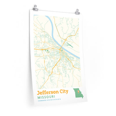 Jefferson City Missouri City Street Map Poster-20″ × 30″-Allegiant Goods Co. Vintage Sports Apparel