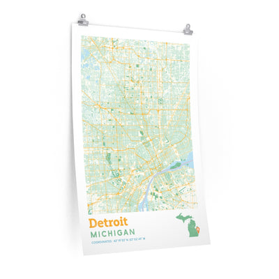 Detroit Michigan City Street Map Poster-24″ × 36″-Allegiant Goods Co. Vintage Sports Apparel