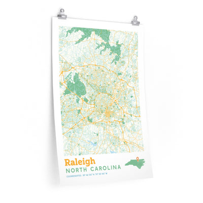 Raleigh North Carolina City Street Map Poster-20″ × 30″-Allegiant Goods Co. Vintage Sports Apparel
