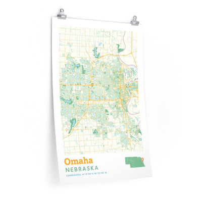 Omaha Nebraska City Street Map Poster-20″ × 30″-Allegiant Goods Co. Vintage Sports Apparel