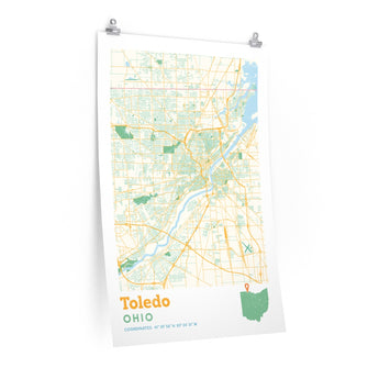 Toledo Ohio City Street Map Poster-Allegiant Goods Co. Vintage Sports Apparel