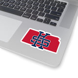 Kansas Home State Sticker (Red & Navy Blue)-Allegiant Goods Co. Vintage Sports Apparel