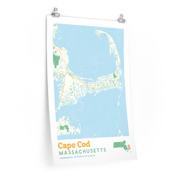 Cape Cod Massachusetts City Street Map Poster-Allegiant Goods Co. Vintage Sports Apparel