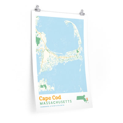 Cape Cod Massachusetts City Street Map Poster-20″ × 30″-Allegiant Goods Co. Vintage Sports Apparel