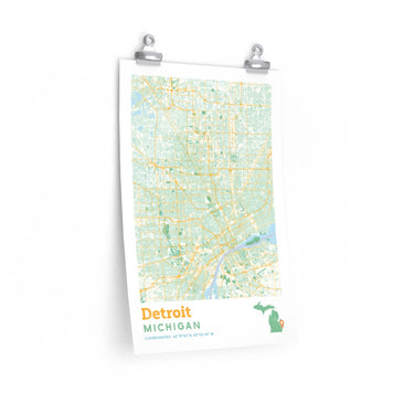 Detroit Michigan City Street Map Poster-Allegiant Goods Co. Vintage Sports Apparel