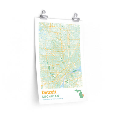 Detroit Michigan City Street Map Poster-12″ × 18″-Allegiant Goods Co. Vintage Sports Apparel