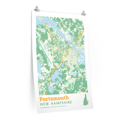 Portsmouth New Hampshire Street Map Poster-24″ × 36″-Allegiant Goods Co. Vintage Sports Apparel
