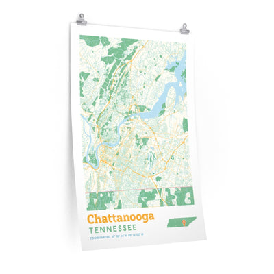 Chattanooga Tennessee City Street Map Poster-24″ × 36″-Allegiant Goods Co. Vintage Sports Apparel