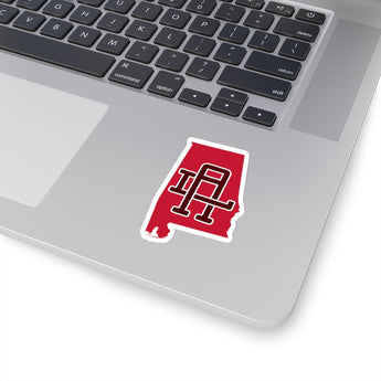 Alabama Home State Sticker (Crimson & White)-3x3"-Allegiant Goods Co. Vintage Sports Apparel