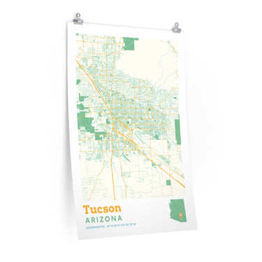 Tucson Arizona City Street Map Poster-Allegiant Goods Co. Vintage Sports Apparel