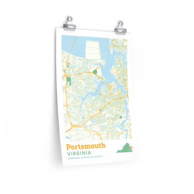 Portsmouth Virginia City Street Map Poster-12″ × 18″-Allegiant Goods Co. Vintage Sports Apparel