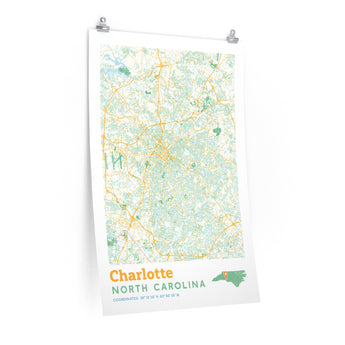 Charlotte North Carolina City Street Map Poster-24″ × 36″-Allegiant Goods Co. Vintage Sports Apparel