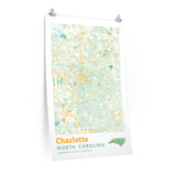 Charlotte North Carolina City Street Map Poster-Allegiant Goods Co. Vintage Sports Apparel