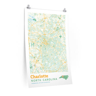 Charlotte North Carolina City Street Map Poster-Allegiant Goods Co. Vintage Sports Apparel
