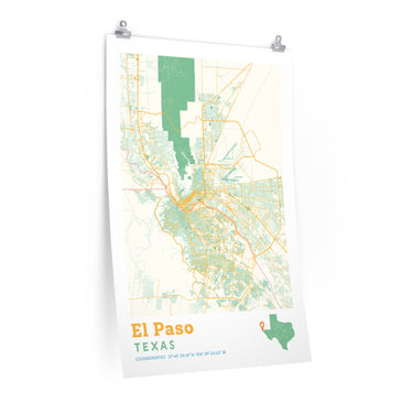 El Paso Texas City Street Map Poster-Allegiant Goods Co. Vintage Sports Apparel