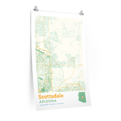 Scottsdale Arizona City Street Map Poster-24″ × 36″-Allegiant Goods Co. Vintage Sports Apparel