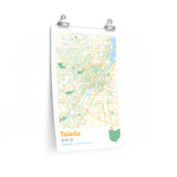 Toledo Ohio City Street Map Poster-Allegiant Goods Co. Vintage Sports Apparel