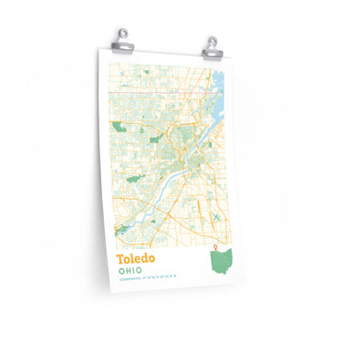 Toledo Ohio City Street Map Poster-Allegiant Goods Co. Vintage Sports Apparel