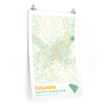 Columbia South Carolina City Street Map Poster-Allegiant Goods Co. Vintage Sports Apparel
