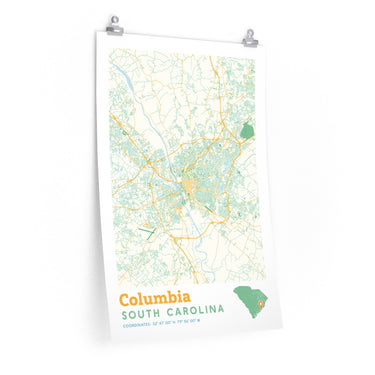 Columbia South Carolina City Street Map Poster-Allegiant Goods Co. Vintage Sports Apparel