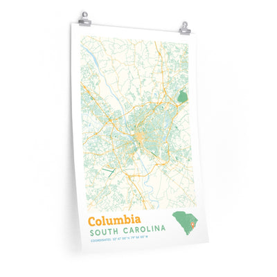 Columbia South Carolina City Street Map Poster-20″ × 30″-Allegiant Goods Co. Vintage Sports Apparel