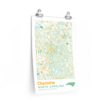 Charlotte North Carolina City Street Map Poster-Allegiant Goods Co. Vintage Sports Apparel