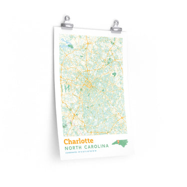 Charlotte North Carolina City Street Map Poster-Allegiant Goods Co. Vintage Sports Apparel